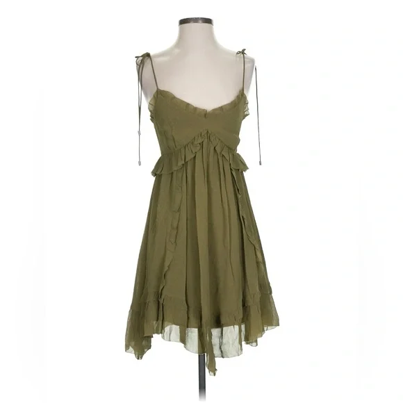 The Kooples | Dresses | Kooples Olive Green Ruffle Dress | Poshmark